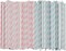 Light Pink Blue White Paper Straws Bulk, 100 Biodegradable Party Straws for Boy Girl Baby Shower, Gender Reveal, Birthday, Wedding and Celebrations